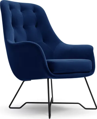 Produktbild von Polstersessel Modi - Designersessel Loungesessel 100 cm - Samtstoff (Blau - Velutto 25)