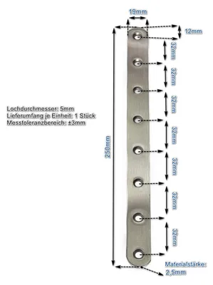 Produktbild von Edelstahl Verbinder 250x19mm Flachverbinder Lochplatte Platte Beschlag