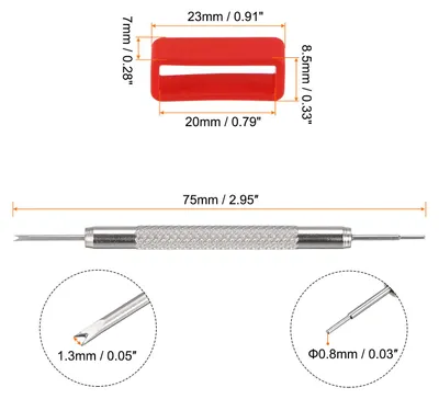 Produktbild von 10Stk. Uhrenarmband Schleife 20mm Gummi Uhrenhalter Befestigung Ringhalterung mit Federstabwerkzeug zur Uhrenarmband Reparatur Rot