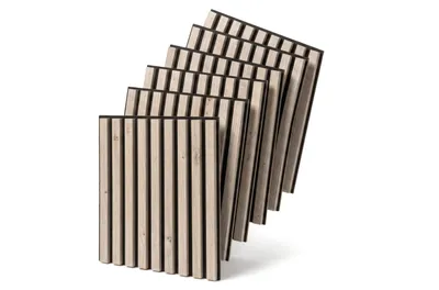 Produktbild von MEBANO. 6er-Set Akustikpaneele Holz 40x40 cm Eiche Sanremo Leicht 3D Wandpaneele aus Holzfunier und Filz Wandverkleidung Moderne Lamellenwand