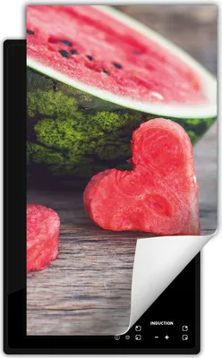 Produktbild von DarHaus Herdabdeckplatte 1 teilig 30x52 cm Anti Rutsch Matte Aufrollbar, Herz - Obst