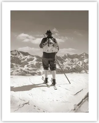Produktbild von Poster - Poster ohne Rahmen - Skifahrer Bayern Sepia - 40x50 cm - Wand Bild - Wanddeko - Wandbilder - Kunstposter - Wandposter - Bilder - Kunstdruck - Wanddekoration - Wandbild - P2XPA40x50-4192