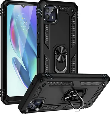 Produktbild von Moto G50 5G Hülle, Dual Layer Militäre Fallschutz Schutzhülle mit Ringhalterung Ständer für Motorola Moto G50 5G Schwarz