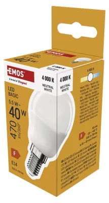 LED žárovka Basic Mini Globe / E14 / 5,5 W (40 W) / 470 lm / neutrální bílá