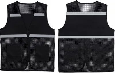 Produktbild von INF Schwarze reflektierende Sicherheitsweste mit atmungsaktivem Mesh und Taschen XXL
