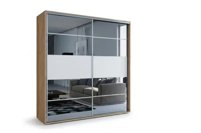 Zdjęcie produktu dla Szafa A6 craft złoty, przesuwna z lustrem - 100 x 62 x 215 cm
