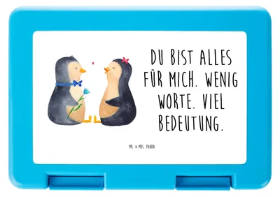 Produktbild von Mr. & Mrs. Panda Bentobox Pinguin Pärchen - Weiß - Geschenk, Hochzeitstag, Bento Box, Hochzeit, Verliebt, Liebe, Vorratsbehälter, Lunchbox, Brot Aufbewahrungsbox