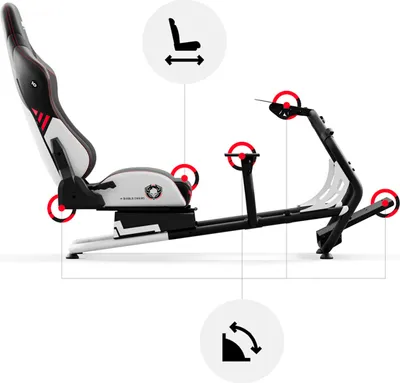 Zdjęcie produktu dla DIABLO Fotel Do Grania na Kierownicy Do Simracingu | Regulowany Funkcjonalny Udźwig 100 kg Uchwyty Na Kable | X-Drive Biało-czarny