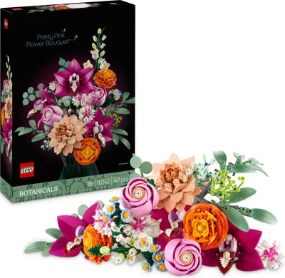 Produktbild von LEGO Botanicals Schöner Rosafarbener Blumenstrauß - Blumendeko - Bauset für Erwachsene - Dekorative Gänseblümchen, Kornblumen, Rosen und Holunderblüten zum Ausstellen - Bürodekoration 10342