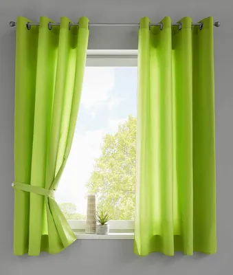 Produktbild von 2er Set Vorhänge Schal Ösen »Berlin« HxB 145x140 cm Apfelgrün Blickdicht Microsatin Lichtdurchlässig Uni Matt 20405N2