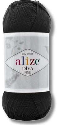 Immagine prodotto di Alize 1x 100g Diva Fine, filato unito, ideale per uncinetto e maglia (Nero - 60)
