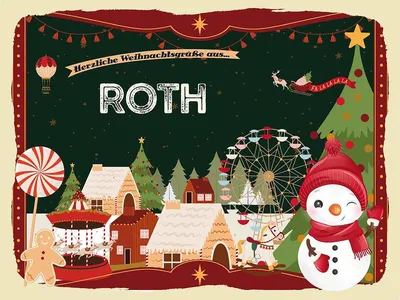 Produktbild von vianmo Holzschild 30x40 cm Weihnachten Grüße aus ROTH