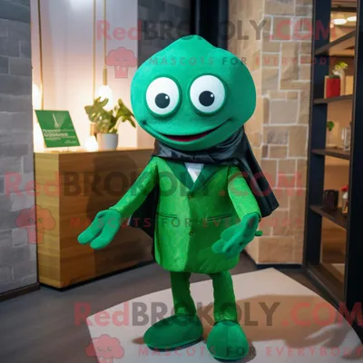 Productafbeelding van Groen REDBROKOLY frambozenmascottekostuum gekleed met een coltrui en pochetten