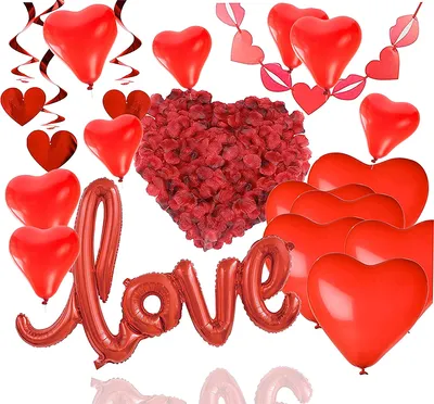 Produktbild von XXL Valentinstag Deko Set Herzluftballons Girlande Love Folienballon