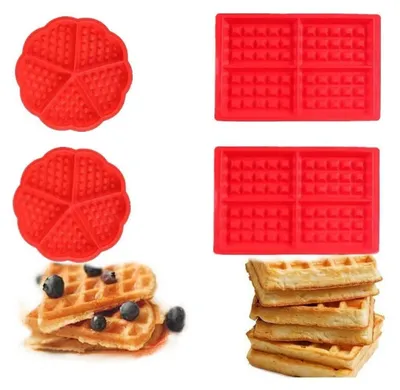 Obrázok produktu pre Sada silikónových foriem, 4 kusy, tvar srdca a obdĺžnika, červená, vhodné na koláče, vafle, čokoládu