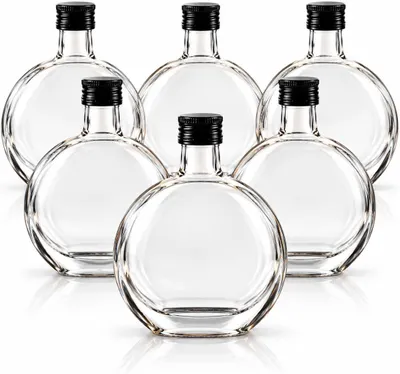 Produktbild von 6 x Glasflasche 250 ml mit Schraubverschluss – Likörflaschen Schnapsflaschen zum Befüllen für Likör, Schnaps & Saft