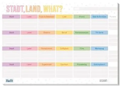 Produktbild von Häfft® Verlag 7272-0 Häfft® Verlag Stadt-Land-What? Spielblock