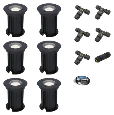 Produktbild von hoftronic LED Bodeneinbaustrahler 6x 4W 345lm 6500K GU10 Schwarz IP67 Dimmbar
