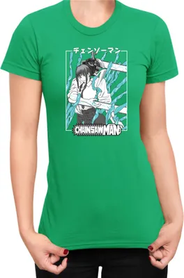 Produktbild von Damen T-Shirt Manga Japan Anime Comics Animation Chainsaw Anime manga Man 04, Lady XL / Grün