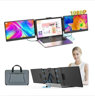 Zdjęcie produktu dla Podwójny monitor przenośny – dodatkowy, odchylany wyświetlacz do laptopa – przenośny monitor 14 cali – przenośny monitor 1920x1080