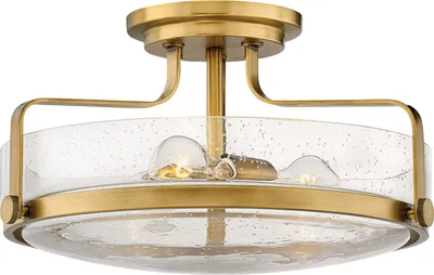 Immagine prodotto di Plafoniera in metallo vetro E27 D: 45,6 cm rotonda in ottone antico a 3 luci Art Nouveau