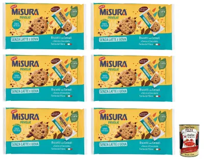 Produktbild von 6x Misura Privolat,Kekse mit Müsli und Schokoladentropfen,Ohne Milch,Laktosefrei und ohne Eier,Packung mit 280g + Italian Gourmet Polpa di Pomodoro 400g Dose