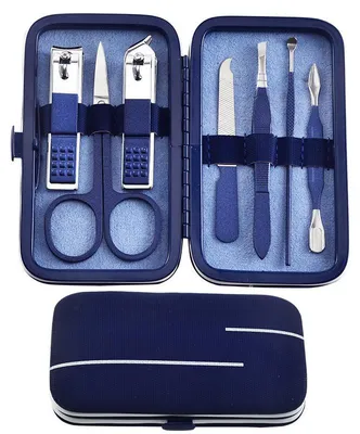 Produktbild von Maniküre-Set, professionelles Maniküre-Set für Damen und Herren, Nagelpflege-Werkzeuge, professionelles Edelstahl-Nagelknipser-Set mit Leder-Reise-Pflegeset (blau)