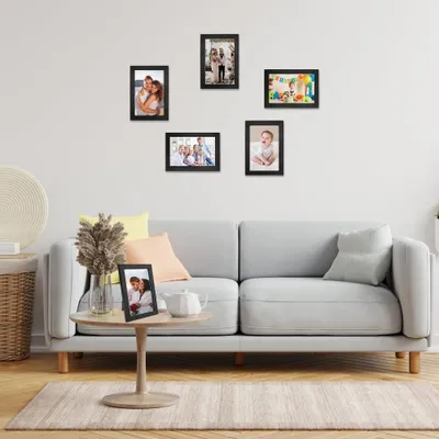 Produktbild von Set von 4 schwarzen Bilderrahmen 10 x 15 cm für Wanddekoration