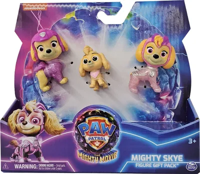 Immagine prodotto di Nickelodeon Paw Patrol The Mighty Movie Bitch Sky play figure set in 3 abiti Baby superhero costume cinema look per bambini