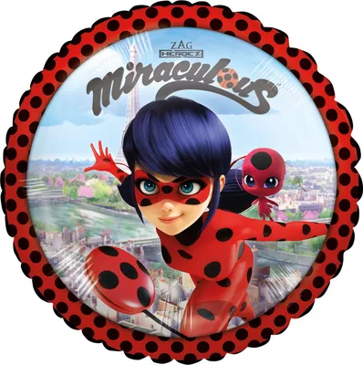 Produktbild von amscan Standard Miraculous Folienballon rund S60 verpackt 43 cm