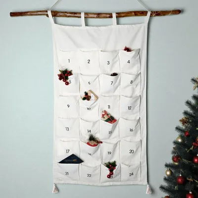 Stoff-Adventskalender zum Befüllen, 24 Taschen, 120x70 cm