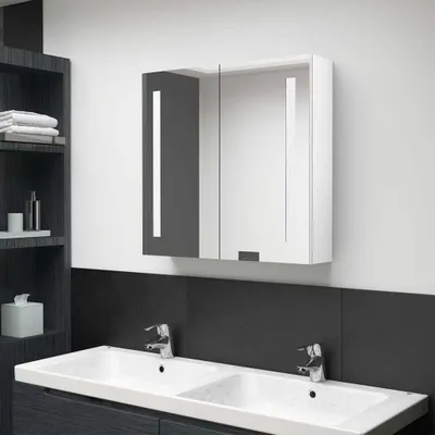 Produktbild von Maison Exclusive - LED-Spiegelschrank fürs Bad Glänzend Weiß 62x14x60 cm