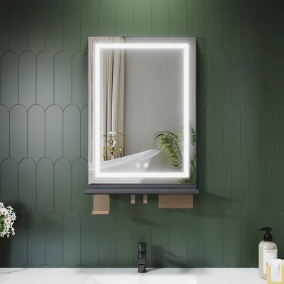 Obrázek produktu pro Koupelnové zrcadlo SONNI 50 x 70 cm, tříbarevné, stmívatelné, RA90, proti zamlžování, s multifunkční poličkou