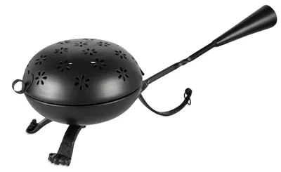 Weihrauchpfanne Metall schwarz 12 cm mit Deckel