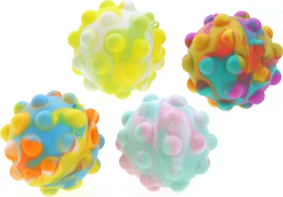 Produktbild von 4er Set Pop it Ball in verschiedenen Farben Ø7cm, Antistressball Spielzeug für Kinder und Erwachsenen, Fidget Game, Pop-Up Ball, Squeeze Ball, Quetschball, Fidget Ball, Fingerspiel, Beruhigung, Spielzeug, Stressabbau