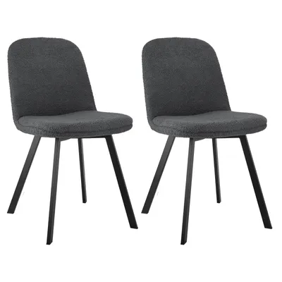 Produktbild von AIORBER Esszimmerstuhl, 2er-Set, Teddy-Stoff, Polsterstuhl mit Rückenlehne, stabil und langlebig, für Esszimmer, Wohnzimmer, 44 x 41 x 84 cm, Schwarz
