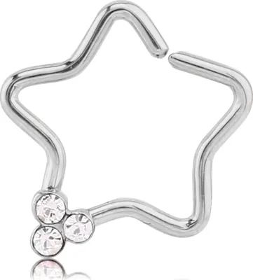 Produktbild von viva-adorno Knorpel Piercing Stern Kristall Ohrpiercing Helix Cartilage Tragus 316L Chirurgenstahl verschiedene Farben Z490,Stern 3x silber / klar