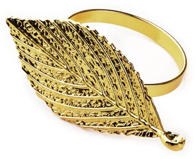 Image de Rond de serviette, porte-serviette, rond de serviette doré en forme de feuille, mariage, fête
