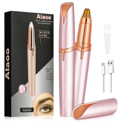 Produktbild von Elektrischer Augenbrauentrimmer für Damen USB wiederaufladbar Gesichtshaarentferner mit LED Licht für Augenbrauen Lippen Kinn Roségold
