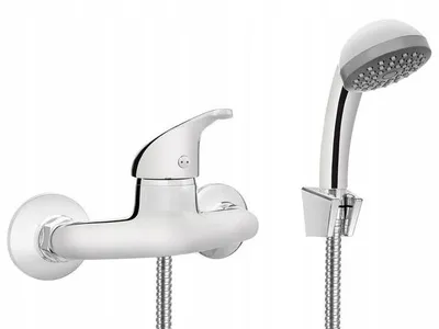 Produktbild von Einhebel-Wand-Duscharmatur mit Duschset, Chrom, 40-mm-Keramikkartusche