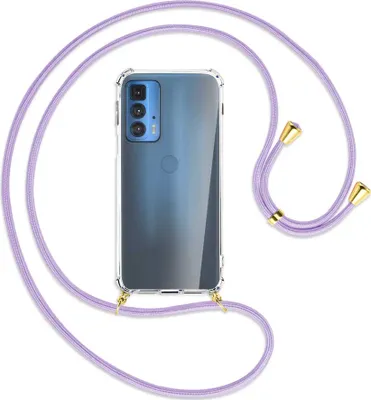 Produktbild von Handykette Backcover-Schutzhülle mit Band (Metall goldfarben) für Motorola Edge 20 Pro - violett
