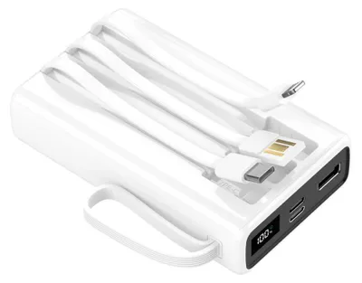 Productafbeelding van Setty Powerbank 20000 mAh met kabels, model SPB-LC-220, wit