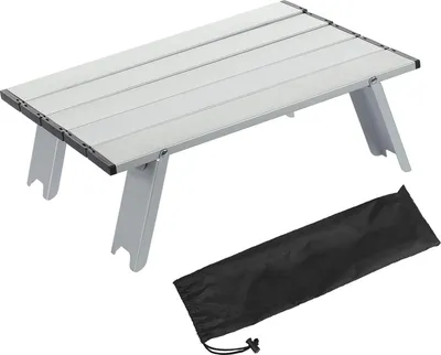 Image de Petite table pliante d'extérieur en alliage d'aluminium, portable, pour le camping, la plage, les pique-niques, argent