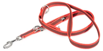 Produktbild von IDC Color & Gray verstellbare Leine mit Doppelkarabiner, 20 mm x 2,2 m, Rot-Grau