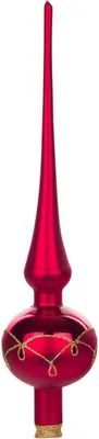 Produktbild von Thüringer Christbaumschmuck Baumspitze rot-matt Tropfenmuster BxHxT 6x27x6cm