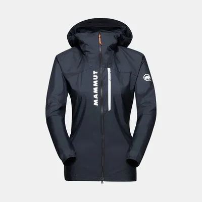 Dunkelblaue Aenergy WB Hooded Jacket von Mammut; mit Reißverschluss und Kapuze; für Damen; ideal als Windbreaker.