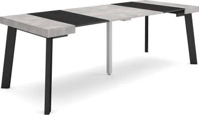 Produktbild von Ausziehbarertisch, 222x90x73cm, Für 10 Gäste, Hölzerne Beine, Zementgrau