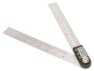 Produktbild von Digitaler Winkelmesser 200 mm, 0 bis 360 Grad, Edelstahl, Arretierungsfunktion, Winkelmessgerät für Holzbearbeitung, Basteln und Heimwerken