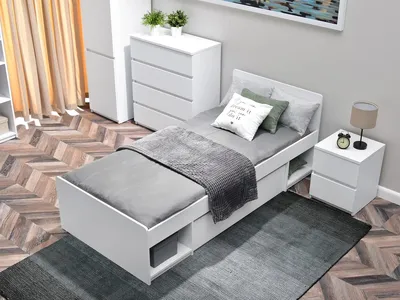 Zdjęcie produktu dla Łóżko pojedyncze 90x195 cm ARLEN - białe