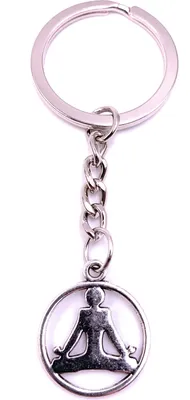 Immagine prodotto di Onwomania Portachiavi Portachiavi in metallo argento Cerchio Yoga Figura Rilassamento Meditazione